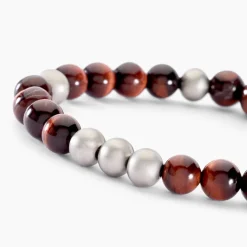 Histoire d'Or Bracelet Adonis Acier Blanc Oeil De Tigre