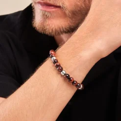 Histoire d'Or Bracelet Adonis Acier Blanc Oeil De Tigre