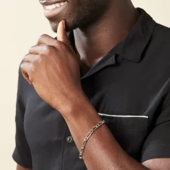 Histoire d'Or Bracelet Anilo Maille Alternee 1/1 Argent Blanc