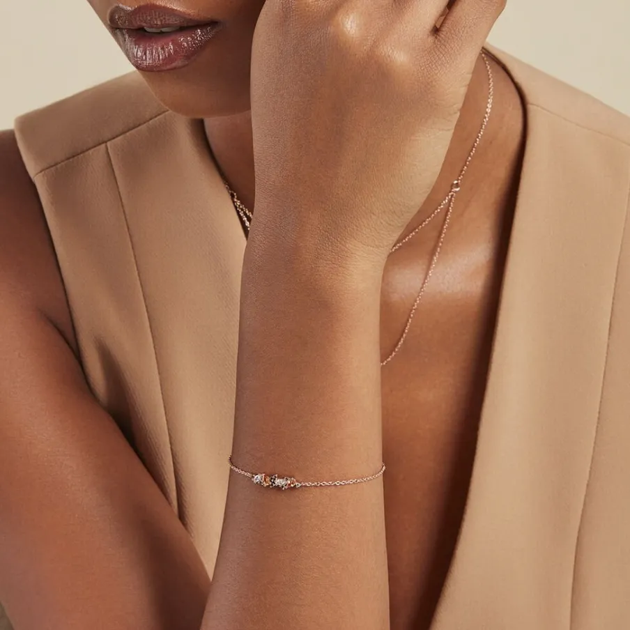 Histoire d'Or Bracelet Camelia Argent Rose Oxyde De Zirconium