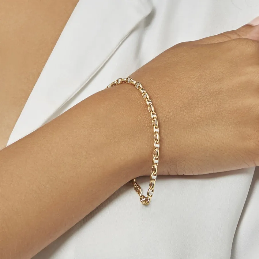 Histoire d'Or Bracelet Carlo Or Bicolore Maille Marine Ronde