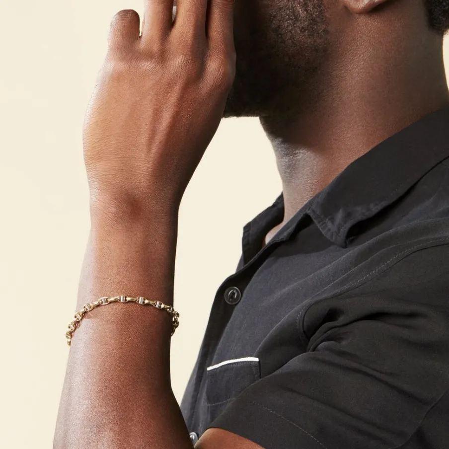 Histoire d'Or Bracelet Carlo Or Bicolore Maille Marine Ronde