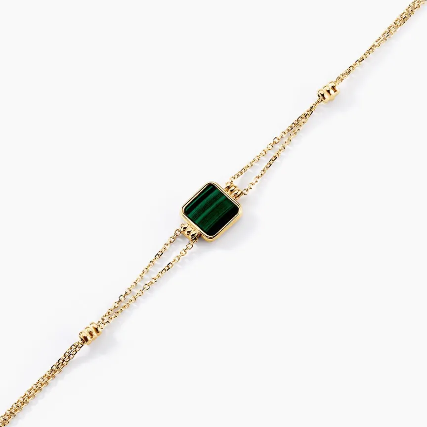 Bracelet Caron Or Jaune Malachite-Histoire d'Or New