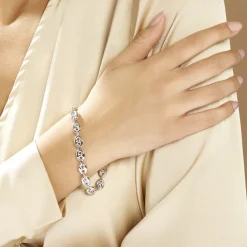 Bracelet Carrus Maille Grain De Cafe Argent Blanc-Histoire d'Or New