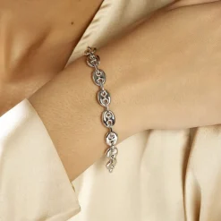 Bracelet Carrus Maille Grain De Cafe Argent Blanc-Histoire d'Or New