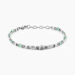 Histoire d'Or Bracelet Cliff Acier Gris Aventurine Hématite Oxyde De Zirconium