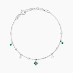 Bracelet Clova Argent Blanc Oxyde De Zirconium Pierre De Synthese-Histoire d'Or Best