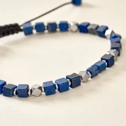 Bracelet Cusco Acier Blanc Lapis Lazuli-Histoire d'Or Sale