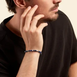 Bracelet Cusco Acier Blanc Lapis Lazuli-Histoire d'Or Sale