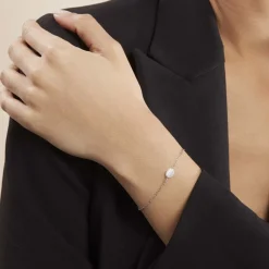 Histoire d'Or Bracelet Evren Argent Blanc Pierre De Synthese