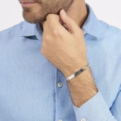 Histoire d'Or Bracelet Identité Anilo Maille Alternee 1/1 Argent Blanc