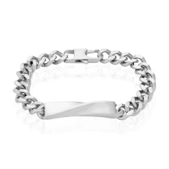 Histoire d'Or Bracelet Identitée Alfons Acier Blanc