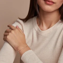 Histoire d'Or Bracelet Identitée Jazmin Or Jaune Perle De Culture