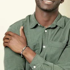 Histoire d'Or Bracelet Jack Acier Blanc Noir