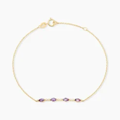 Histoire d'Or Bracelet Jardin Secret Or Jaune Améthyste Oxyde De Zirconium