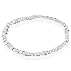 Histoire d'Or Bracelet Jeremi Maille Alternee 1/3 Et Plaquettes Argent Blanc