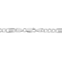 Histoire d'Or Bracelet Jeremi Maille Alternee 1/3 Et Plaquettes Argent Blanc