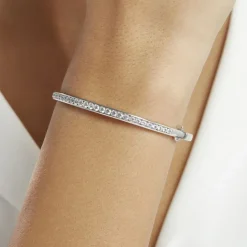 Histoire d'Or Bracelet Jonc Alane Or Blanc Oxyde De Zirconium