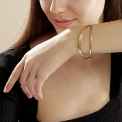 Histoire d'Or Bracelet Jonc Annie-france Plaqué Or Tricolore