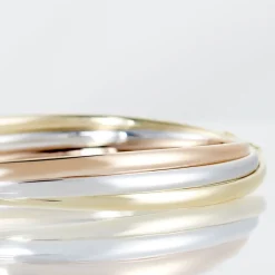 Histoire d'Or Bracelet Jonc Catalin 3 Fils Flexibles Or Tricolore