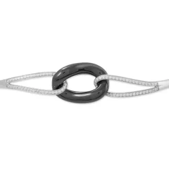 Bracelet Jonc Ceramik Design Argent  Céramique Et Oxyde De Zirconium-Histoire d'Or Sale