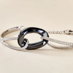 Bracelet Jonc Ceramik Design Argent  Céramique Et Oxyde De Zirconium-Histoire d'Or Sale