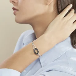 Bracelet Jonc Ceramik Design Argent  Céramique Et Oxyde De Zirconium-Histoire d'Or Sale