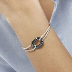 Bracelet Jonc Ceramik Design Argent  Céramique Et Oxyde De Zirconium-Histoire d'Or Sale