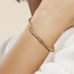 Bracelet Jonc Epiphanieae Plaqué Or Jaune Oxyde De Zirconium-Histoire d'Or Best