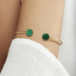 Histoire d'Or Bracelet Jonc Heida Or Jaune Malachite