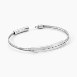 Histoire d'Or Bracelet Jonc Jakob Acier Blanc Sans Pierre