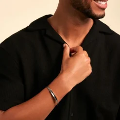 Histoire d'Or Bracelet Jonc Jakob Acier Blanc Sans Pierre