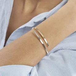 Bracelet Jonc Loise 2 Fils Carres Or Bicolore-Histoire d'Or Discount