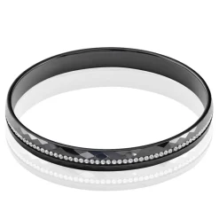 Bracelet Jonc Lola Cera Ceramique Noir Strass Et Céramique-Histoire d'Or New