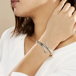 Histoire d'Or Bracelet Jonc Solitaae Argent Blanc