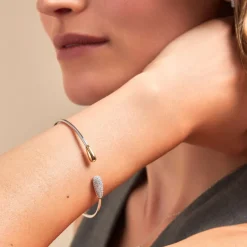 Bracelet Jonc Tiwa Argent Bicolore Oxyde De Zirconium-Histoire d'Or Outlet