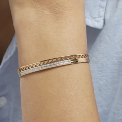 Bracelet Jonc Zoila Plaqué Or Pierre De Synthese Et Oxyde-Histoire d'Or Hot