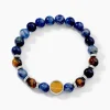 JOURDAN Bracelet Archimedes Acier Argenté Oeil De Tigre Sodalite