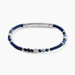 JOURDAN Bracelet Arttu Acier Argenté Sodalite Agate
