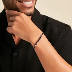 JOURDAN Bracelet Arttu Acier Argenté Sodalite Agate