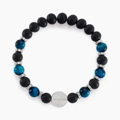JOURDAN Bracelet Homme 1921 Acier Blanc 艙il De Tigre Onyx