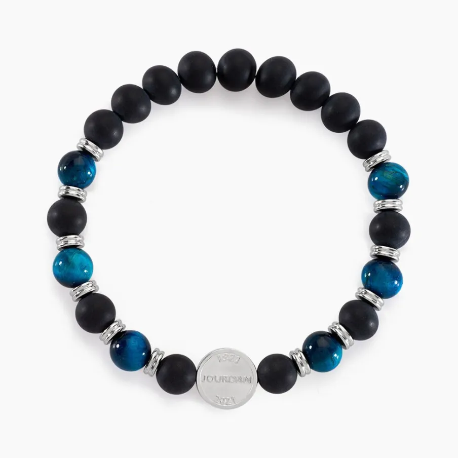 JOURDAN Bracelet Homme 1921 Acier Blanc 艙il De Tigre Onyx