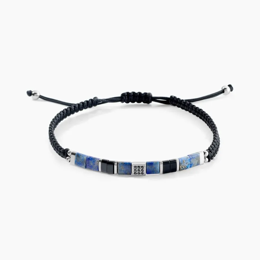 Bracelet Jahan Acier Argenté Lapis Lazuli Agate-JOURDAN Best