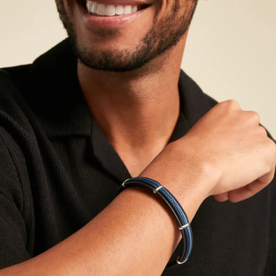 JOURDAN Bracelet Marin Cuir Multicolore