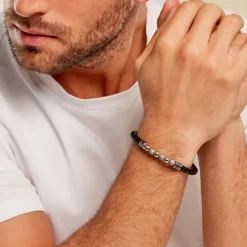 JOURDAN Bracelet Pheonix Cuir Noir