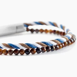 JOURDAN Bracelet Renatus Acier Argenté Oeil De Tigre