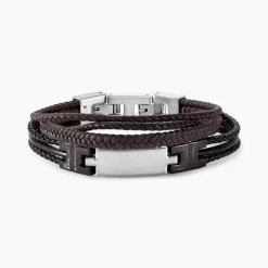 JOURDAN Bracelet Thasos Cuir Noir Et Marron