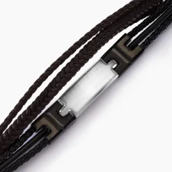 JOURDAN Bracelet Thasos Cuir Noir Et Marron