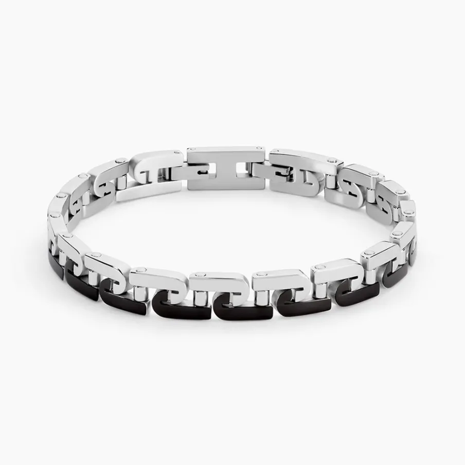 JOURDAN Bracelet Wild Acier Blanc Et Noir