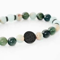 JOURDAN Bracelet Yasur Acier Noir Quartz Amazonite